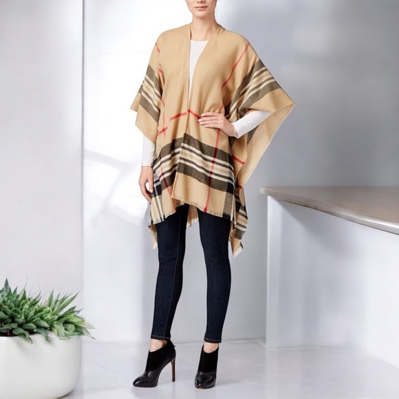 Charter Club Lightweight Border Plaid Poncho from Macy's - Picture 2 of 16